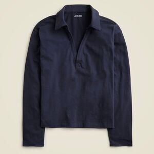 NWT J.Crew Vintage Jersey Johnny-Collar Shirt in Navy Size M